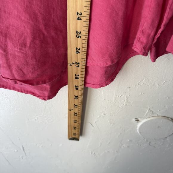 Soft Surroundings Shirt Womens Petite Small Pink Linen Button Up Long Sleeve USA - Picture 5 of 7